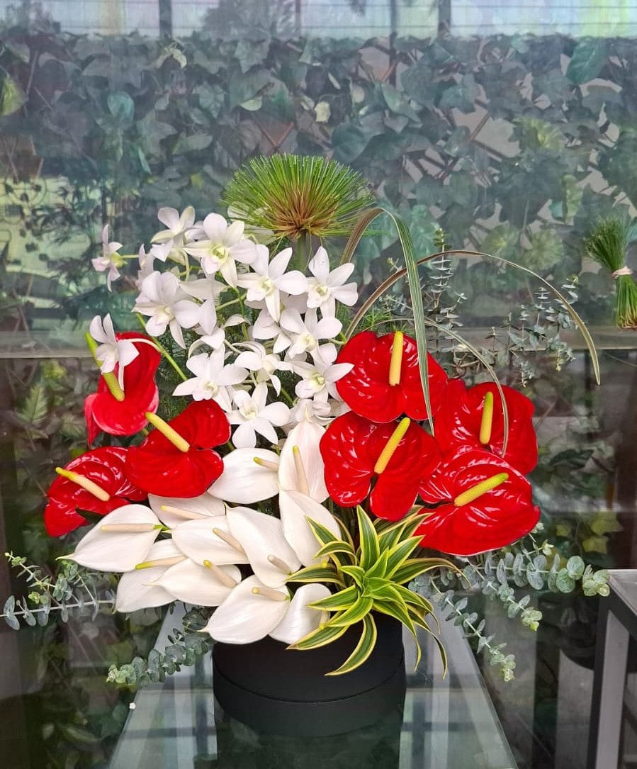 Arreglo 148 - Caja decorativa, con exclusivas de flores variadas